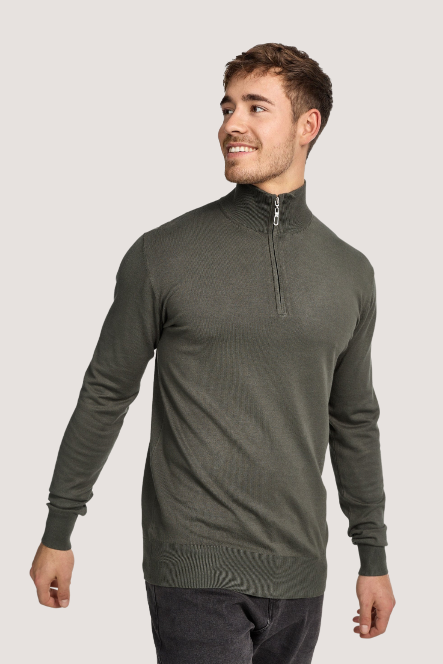 JEFF - FRANKIE KNIT HALF ZIP - GREEN