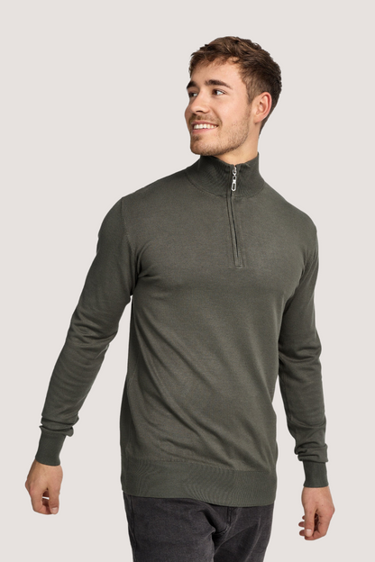 JEFF - FRANKIE KNIT HALF ZIP - GREEN