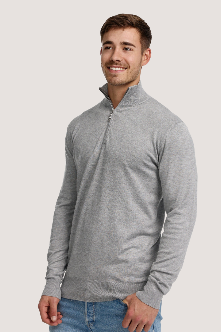 JEFF - FRANKIE KNIT HALF ZIP - GREY