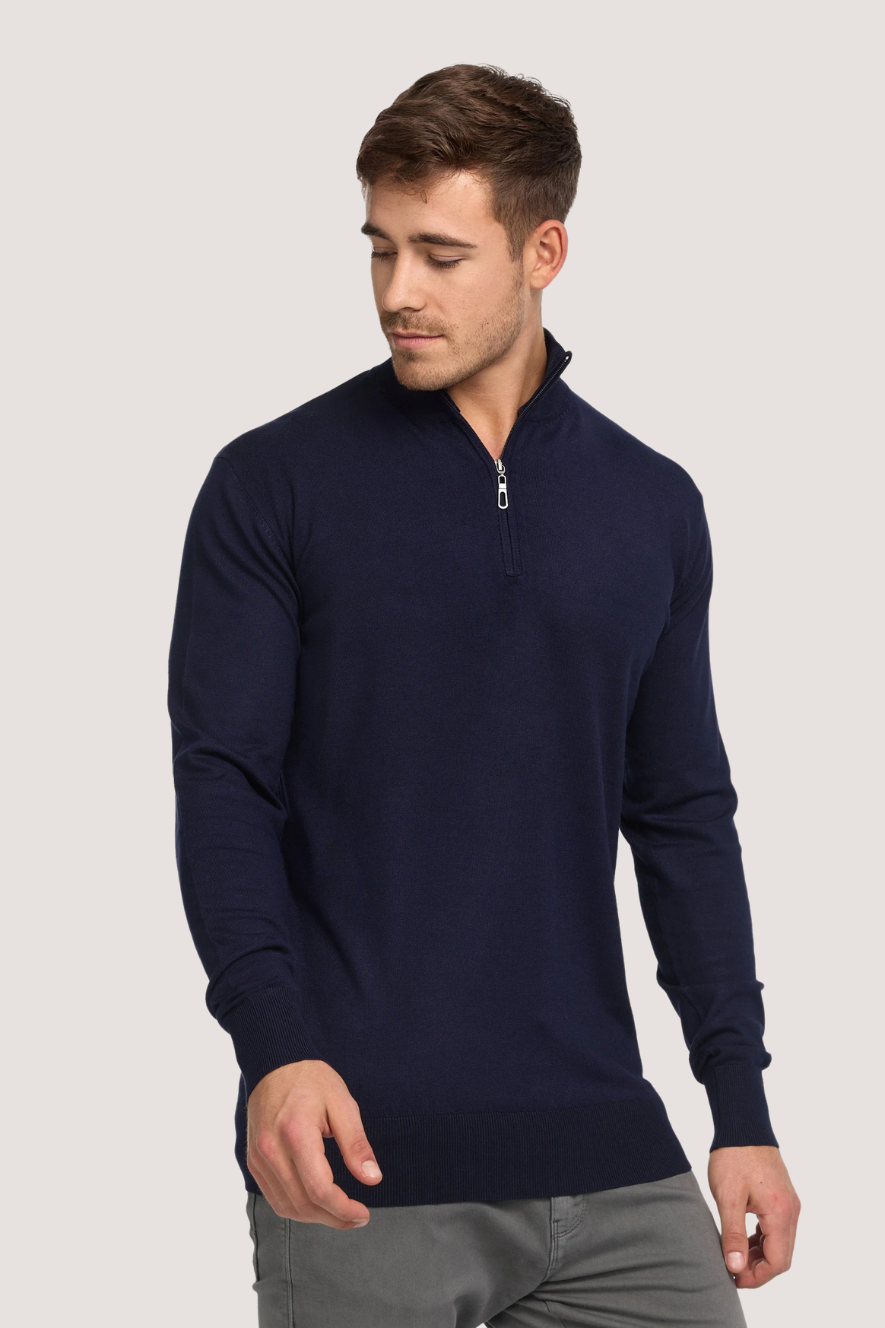 JEFF - FRANKIE KNIT HALF ZIP - NAVY