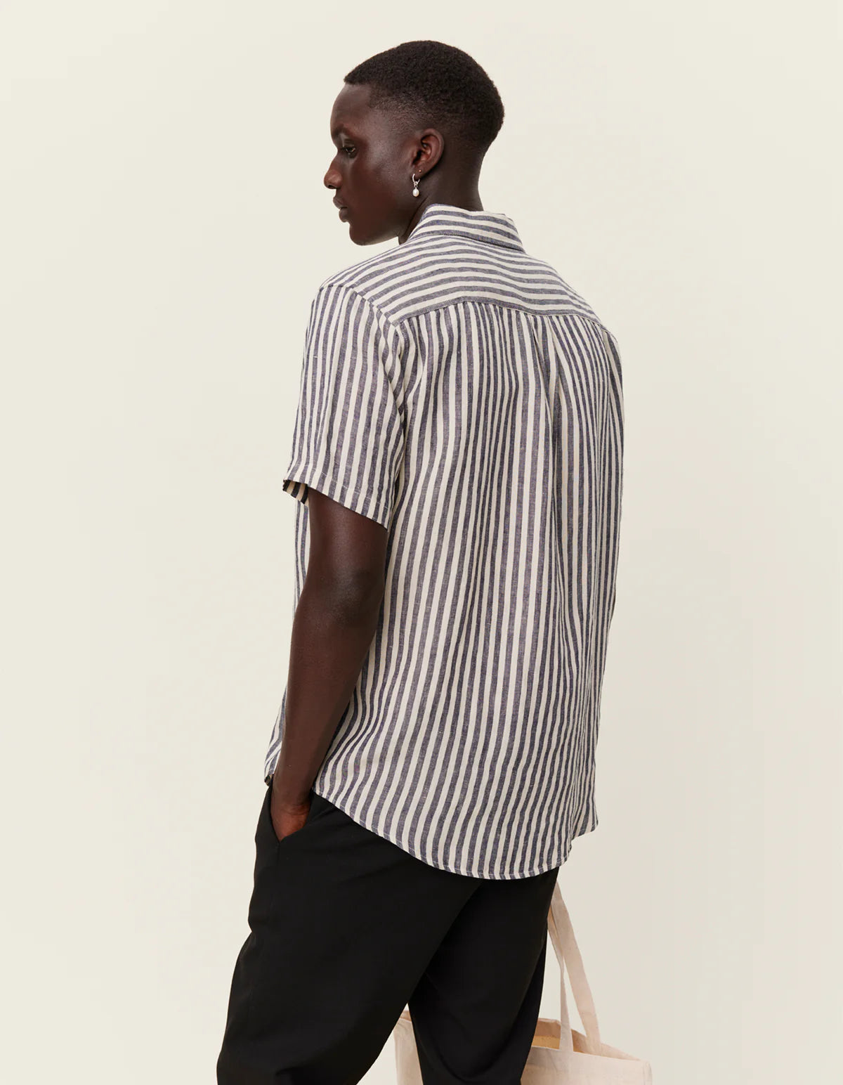 LES DEUX - KRIS LINEN SS SHIRT - DARK NAVY/IVORY