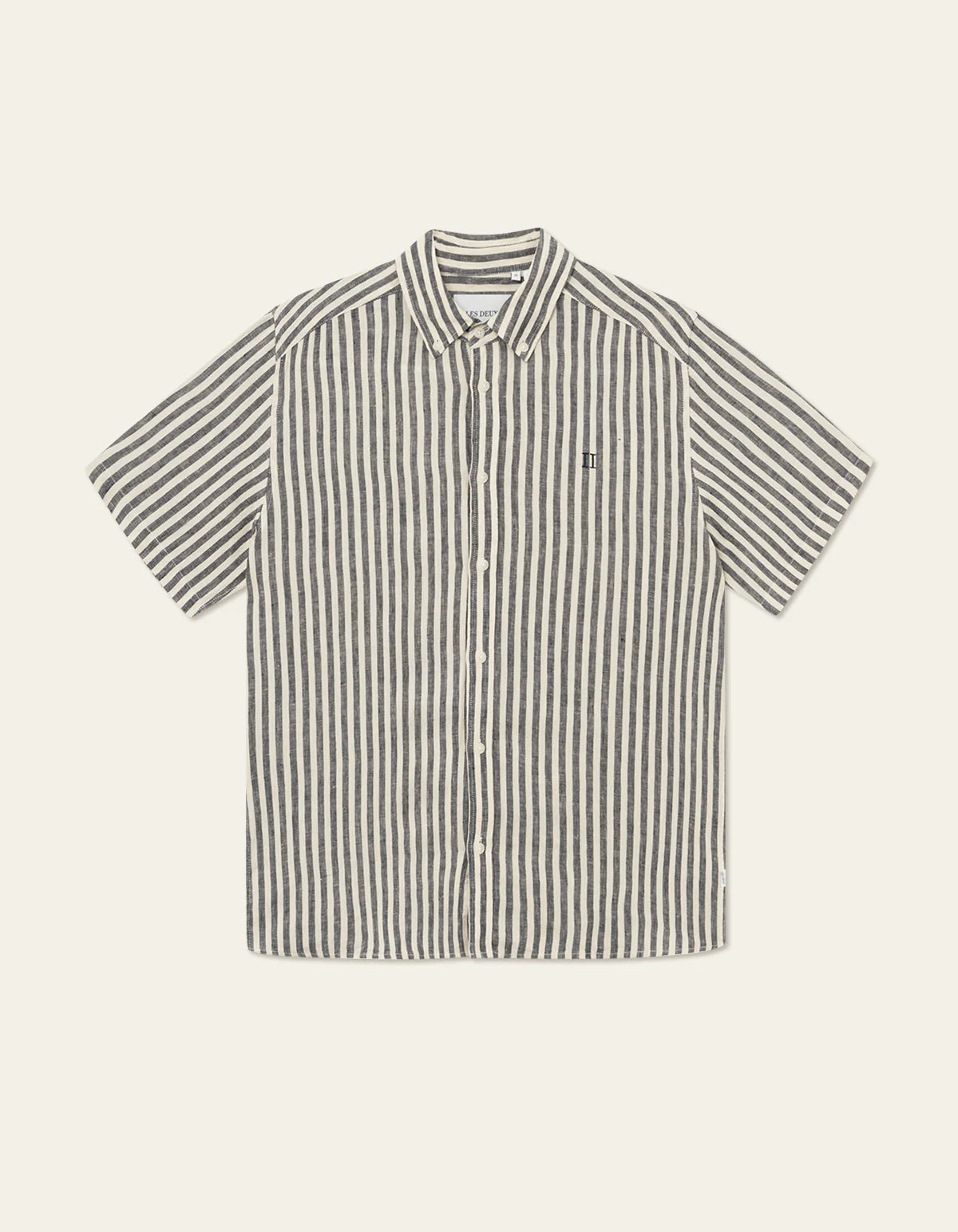 LES DEUX - KRIS LINEN SS SHIRT - DARK NAVY/IVORY