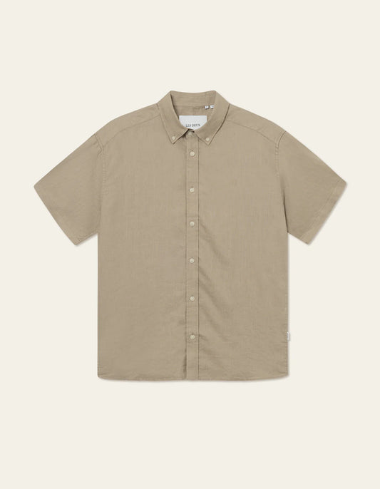 LES DEUX - KRIS LINEN SS SHIRT - DARK SAND