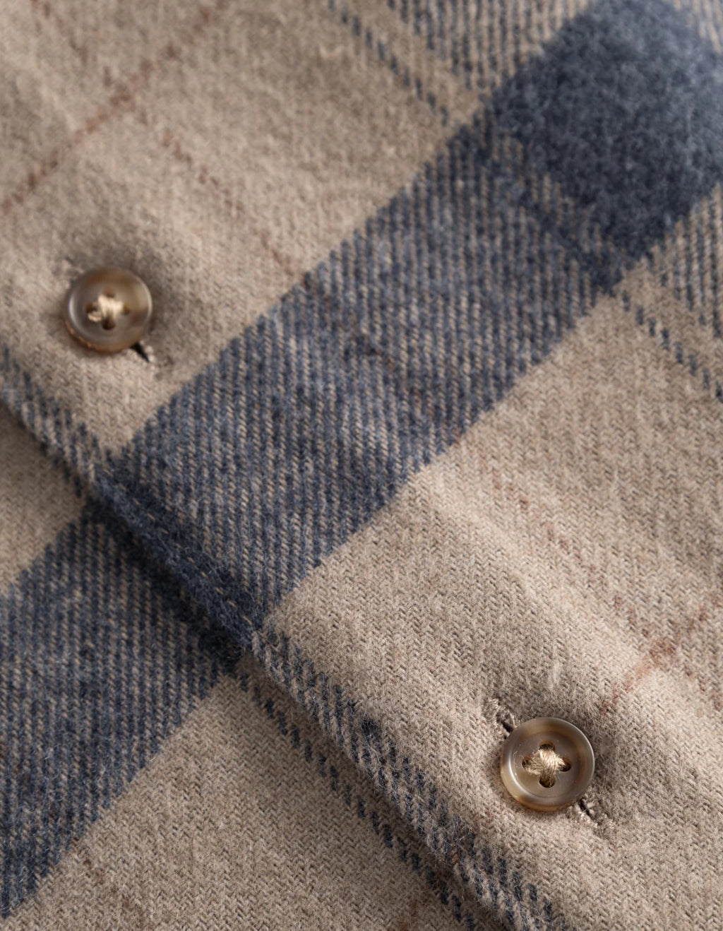 LES DEUX - LENNON FLANNEL CHECK OVERSHIRT - DESERT TAUPE/DARK NAVY