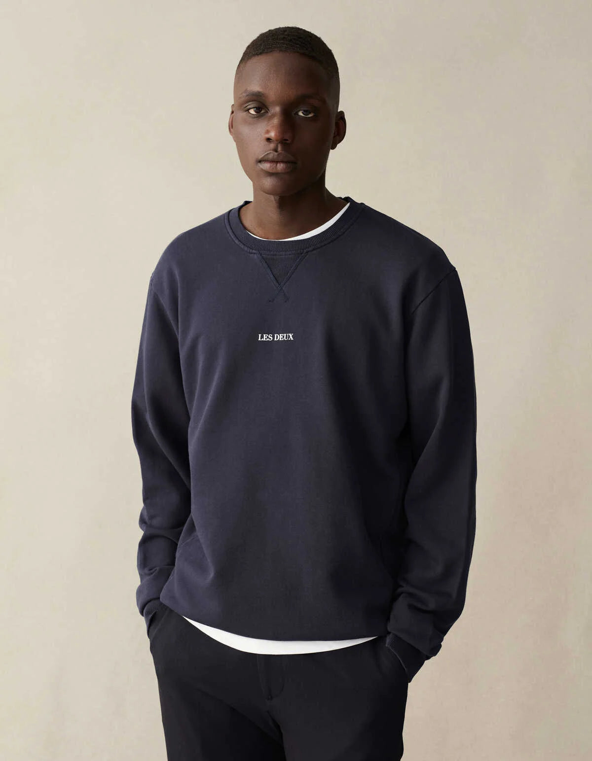 LES DEUX - LENS SWEATSHIRT - DARK NAVY/WHITE