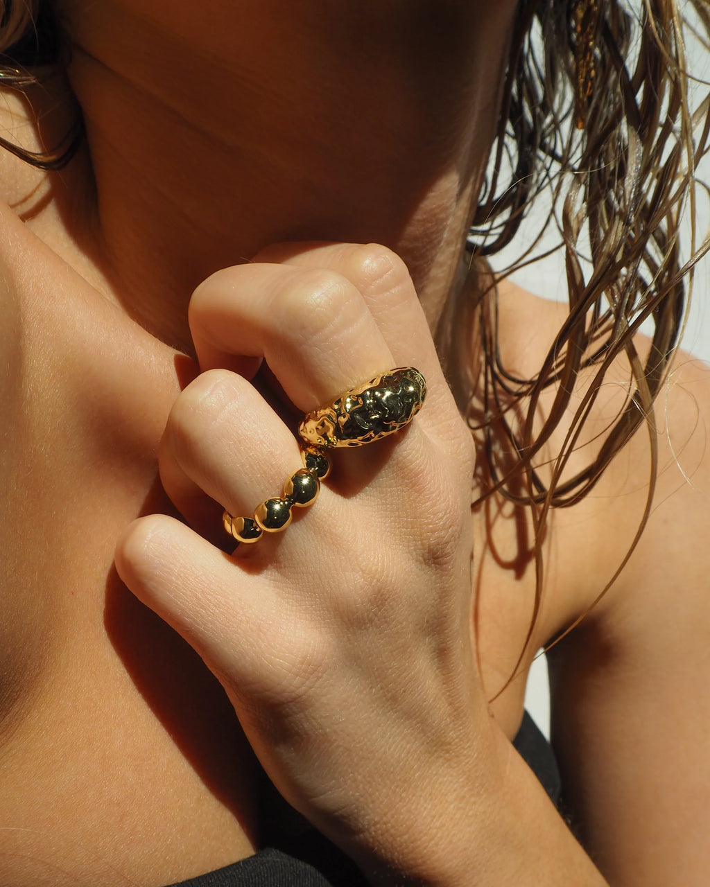 LUV AJ - MOLTEN SIGNET RING - GOLD