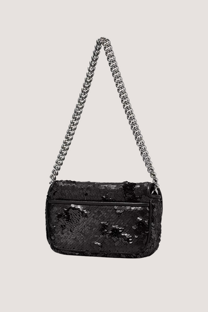MARC JACOBS - THE SEQUIN J MARC SHOULDER BAG - BLACK