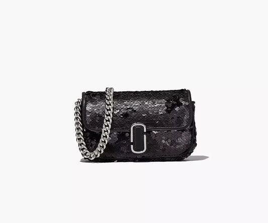 MARC JACOBS - THE SEQUIN J MARC MINI SHOULDER BAG - BLACK