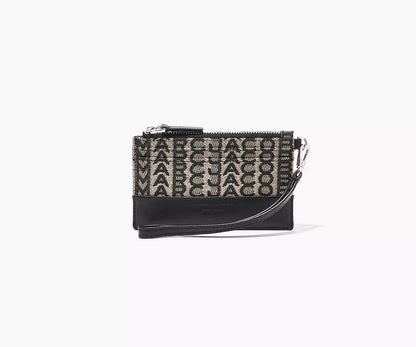 MARC JACOBS - THE MONOGRAM TOP ZIP WRISTLET WALLET - BEIGE MULTI