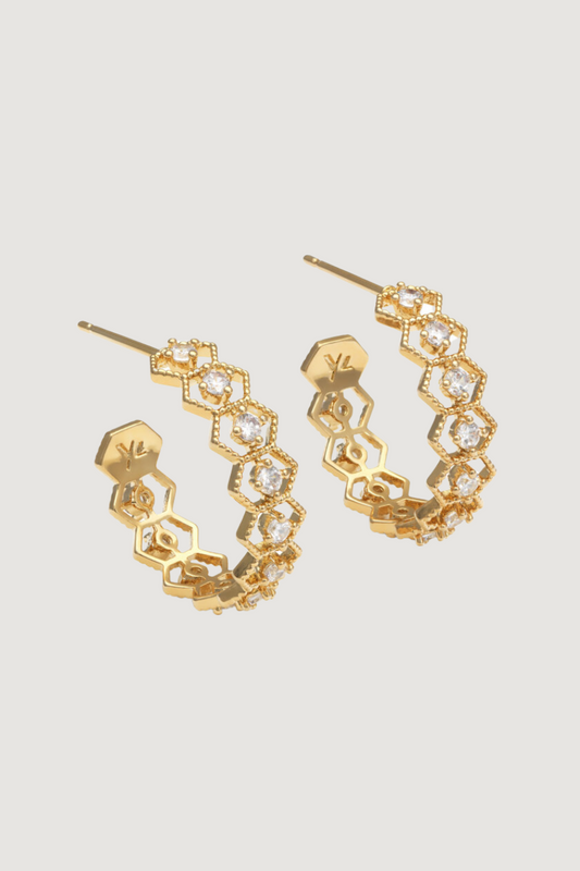 YLVA LI - NOVA EARRINGS – CRYSTAL/GOLD