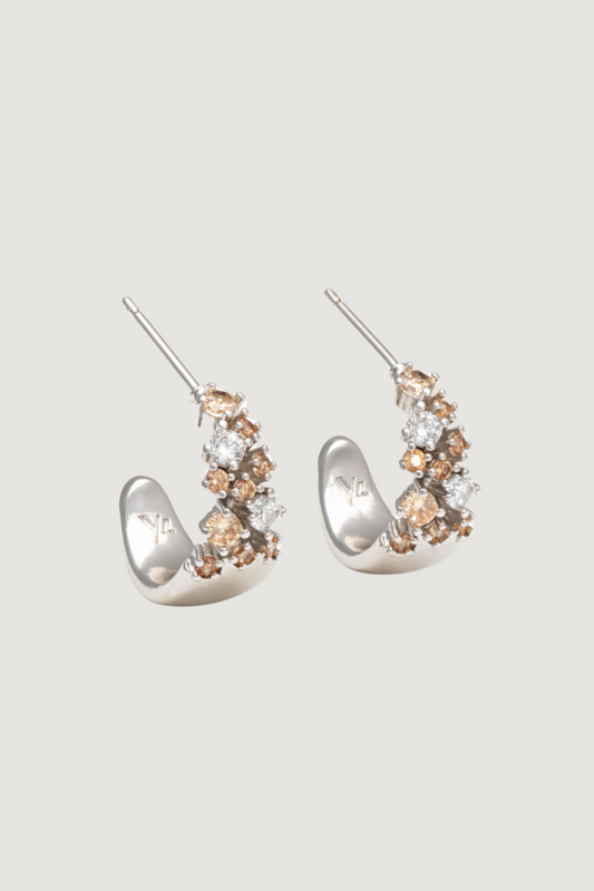 YLVA LI - PETITE MEADOW EARRINGS – CHAMPAGNE/SILVER