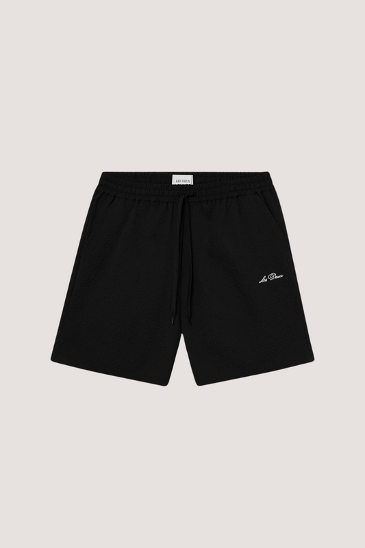 LES DEUX - STAN SEERSUCKER SWIM SHORTS - BLACK