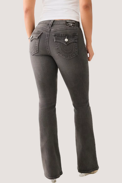 TRUE RELIGION - BECCA MID RISE BOOT CUT FLAP - CHARCOAL