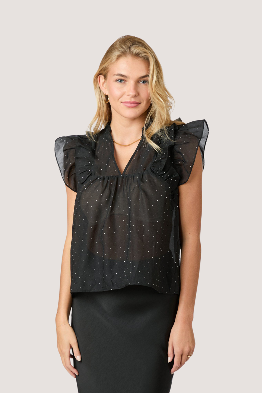 NEO NOIR - JAYLA BEDAZZLED TOP - BLACK