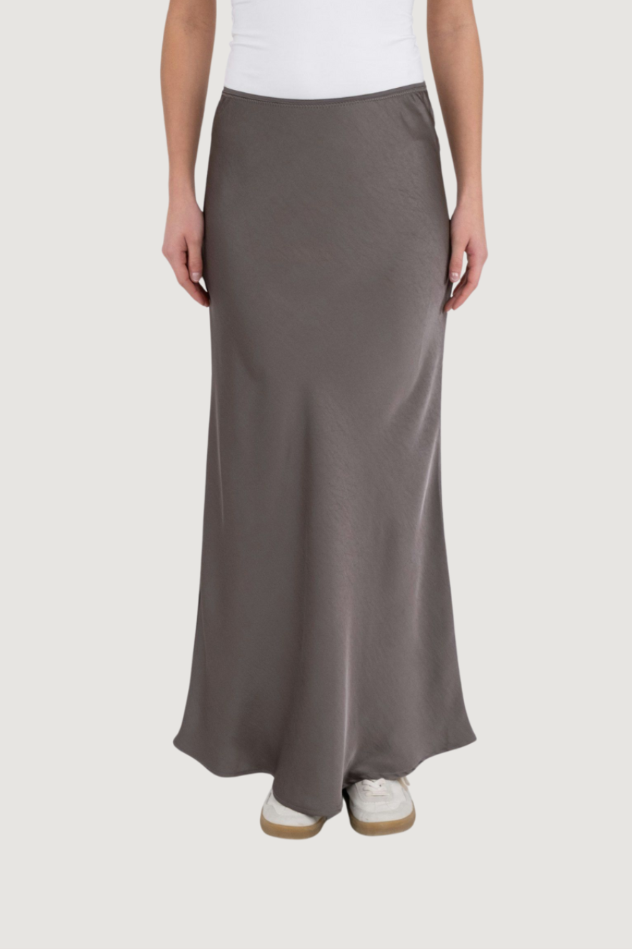 NEO NOIR - VICKY HEAVY SATEEN SKIRT - WARM GREY