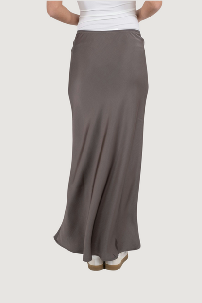 NEO NOIR - VICKY HEAVY SATEEN SKIRT - WARM GREY