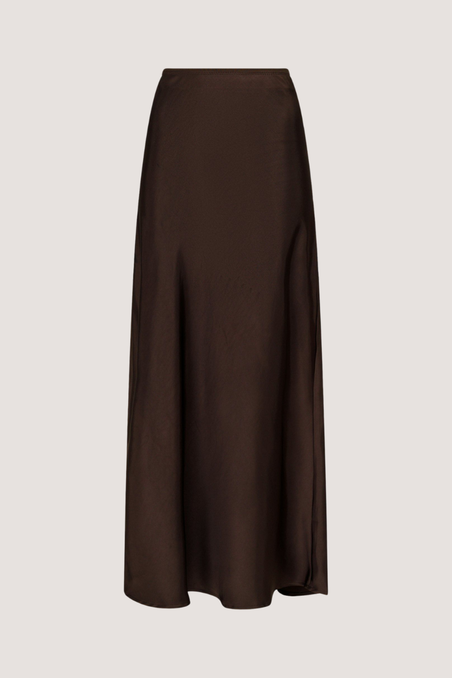 NEO NOIR - VICKY HEAVY SATEEN SKIRT - DARK BROWN