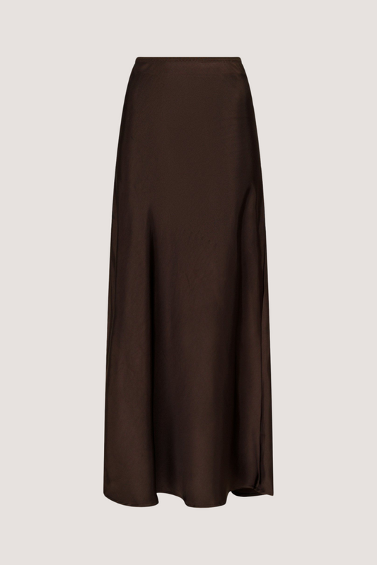 NEO NOIR - VICKY HEAVY SATEEN SKIRT - DARK BROWN