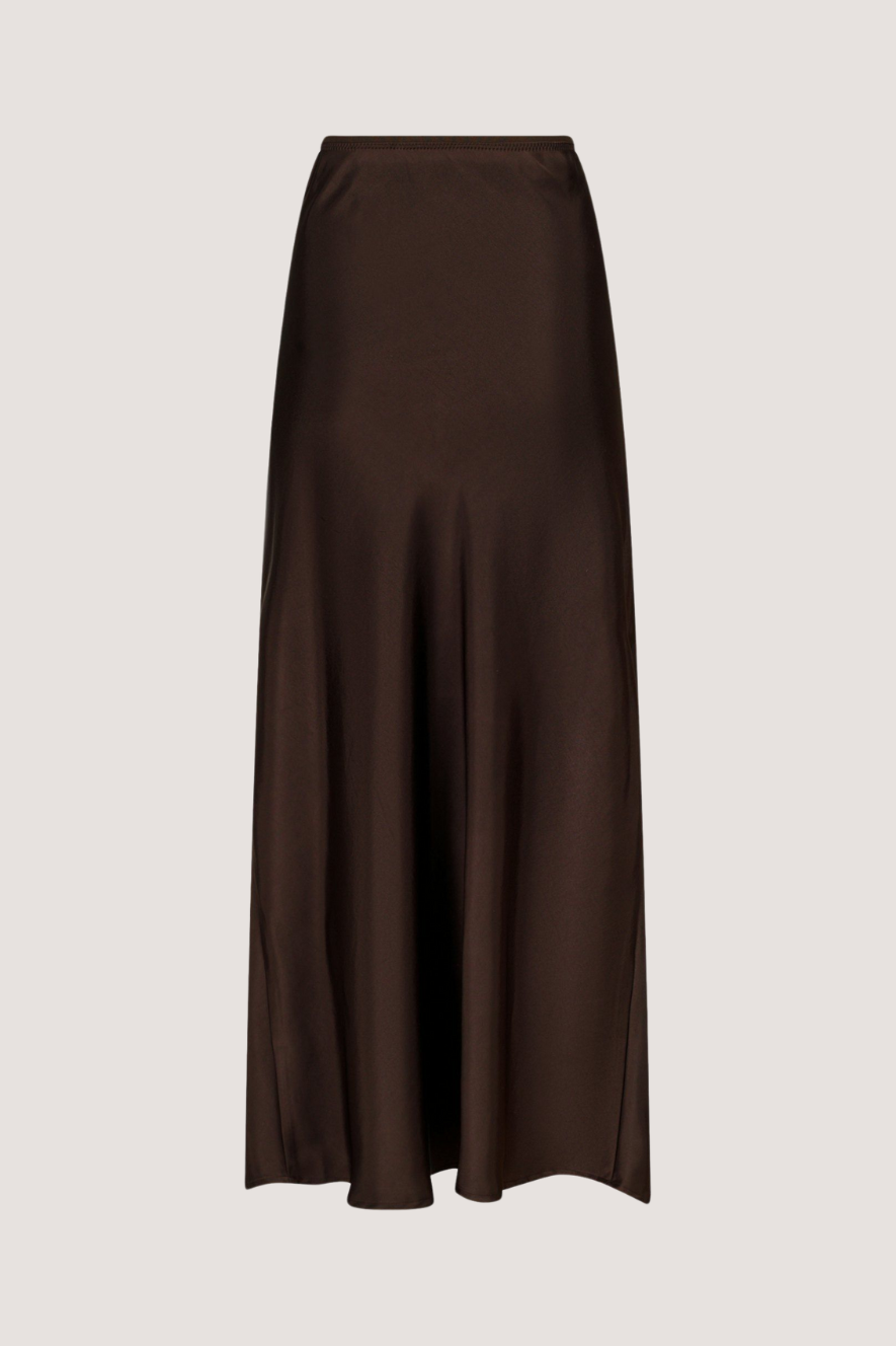 NEO NOIR - VICKY HEAVY SATEEN SKIRT - DARK BROWN