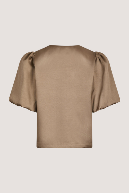 NEO NOIR - AISA DULL SATIN BLOUSE - DARK TAUPE