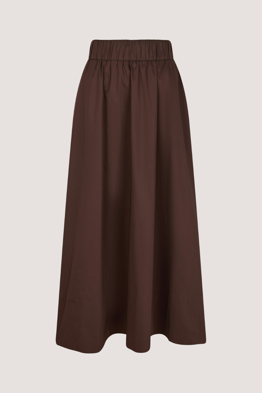 NEO NOIR - YARA LONG POPLIN SKIRT - DARK BROWN