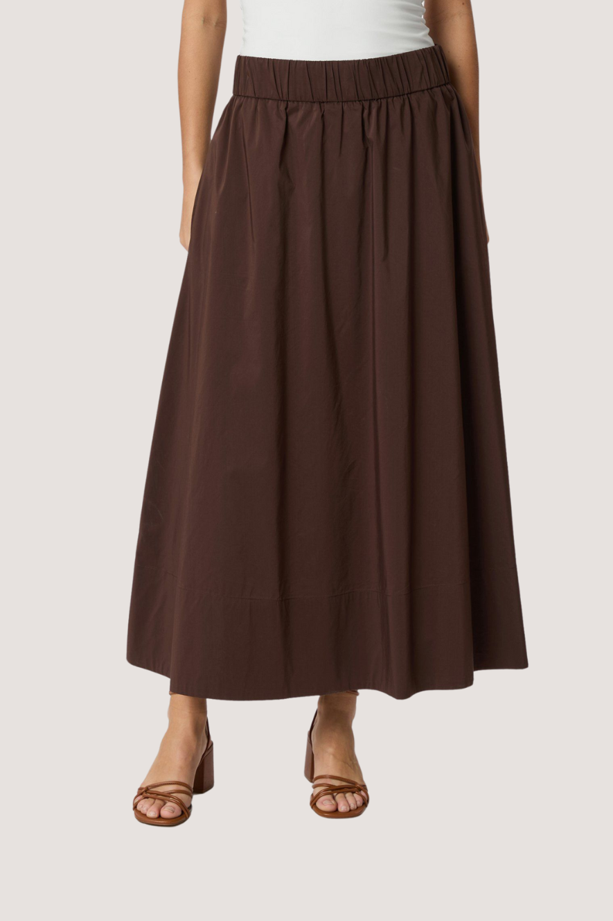 NEO NOIR - YARA LONG POPLIN SKIRT - DARK BROWN