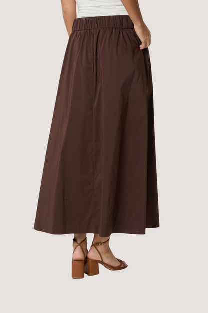 NEO NOIR - YARA LONG POPLIN SKIRT - DARK BROWN