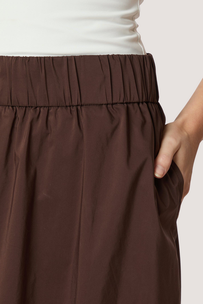 NEO NOIR - YARA LONG POPLIN SKIRT - DARK BROWN