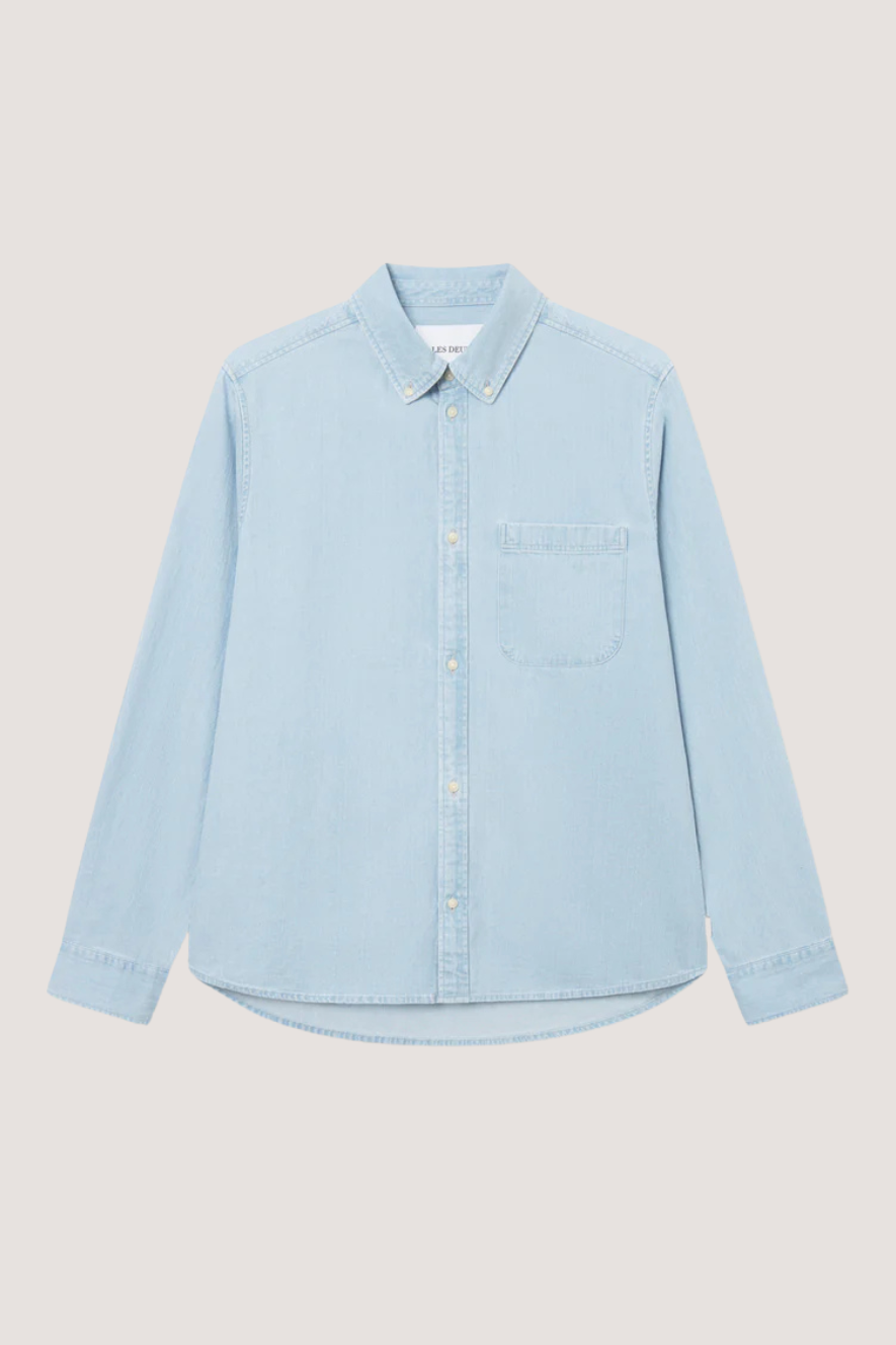 LES DEUX - KASH DENIM SHIRT - LIGHT BLUE WASH