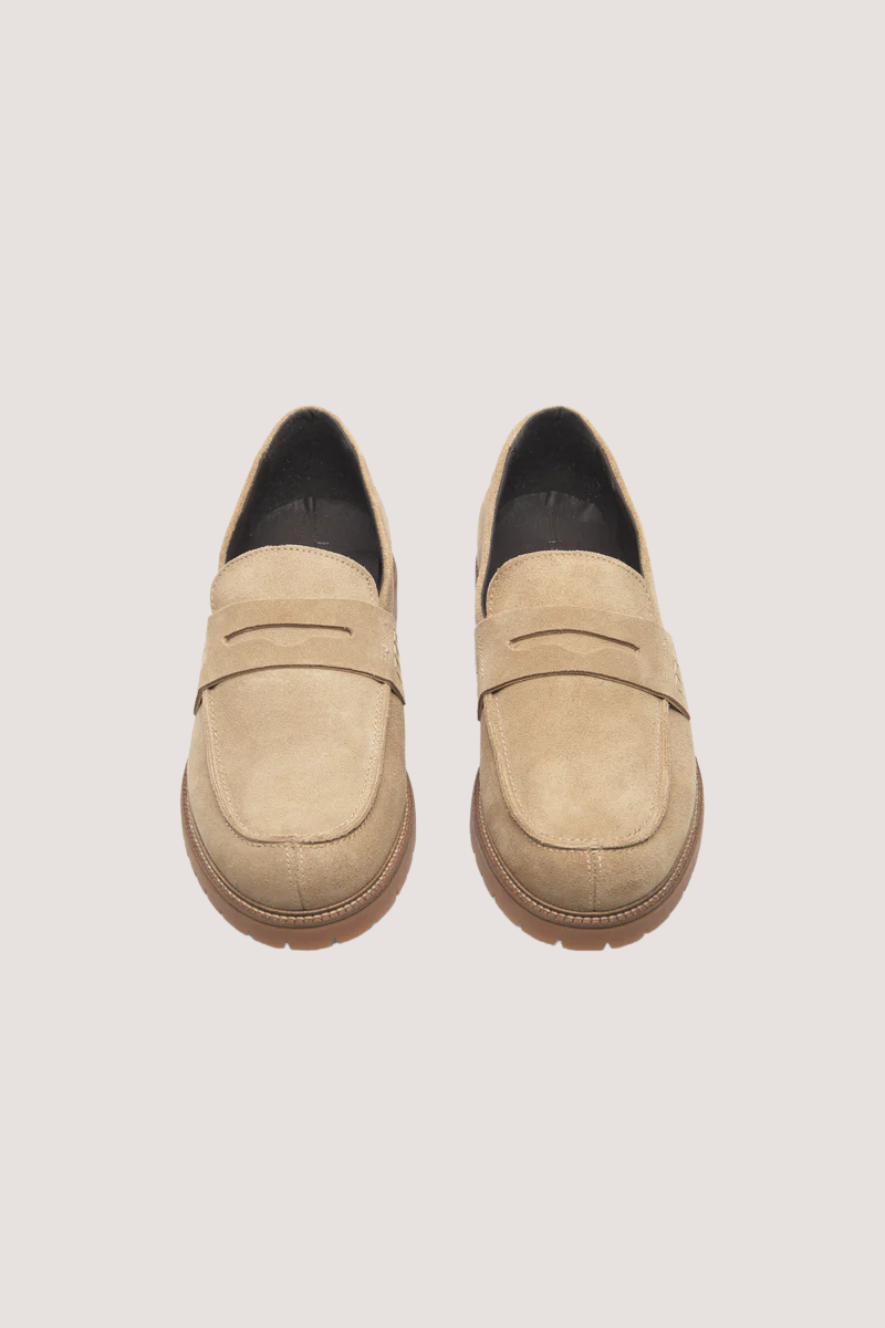 LES DEUX - TAYLOR SUEDE PENNY LOAFER - LIGHT SAND