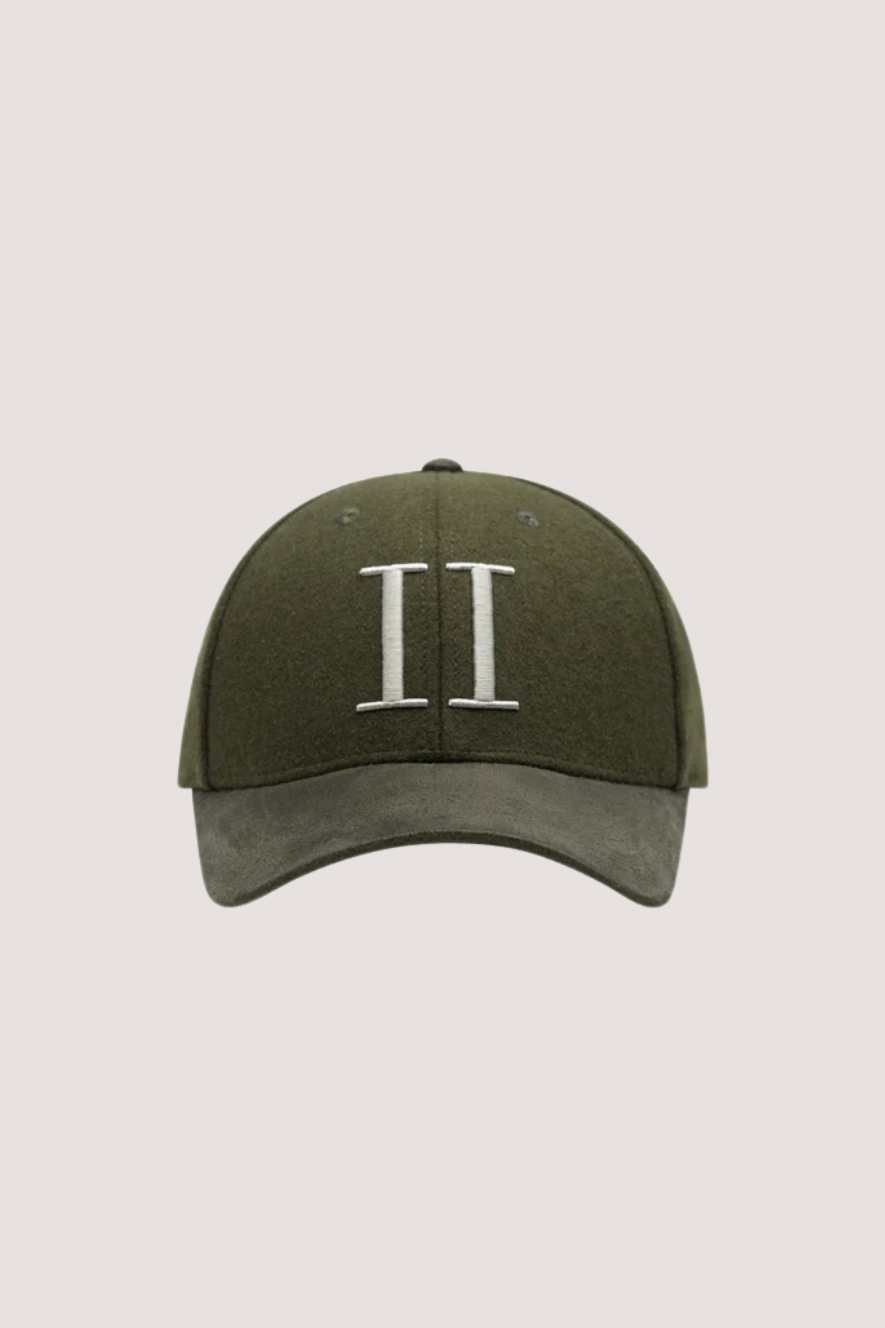 LES DEUX - ENCORE WOOL CONTRAST CAP - CHIVE GREEN/ROSIN