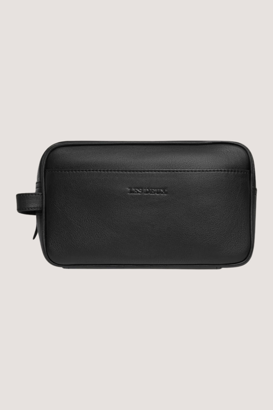 LES DEUX - LEATHER WASH BAG - BLACK