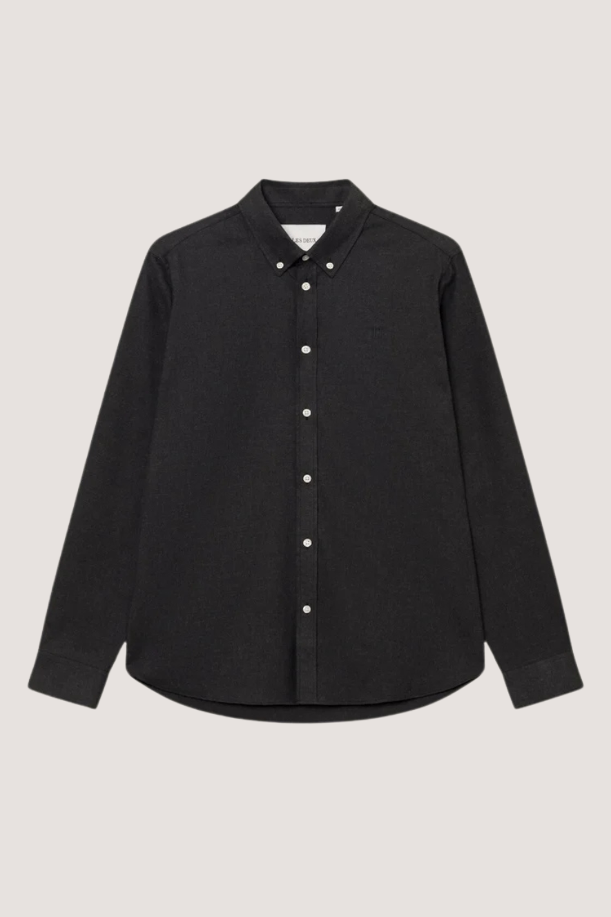 LES DEUX - DESERT REG SHIRT - CHARCOAL MELANGE