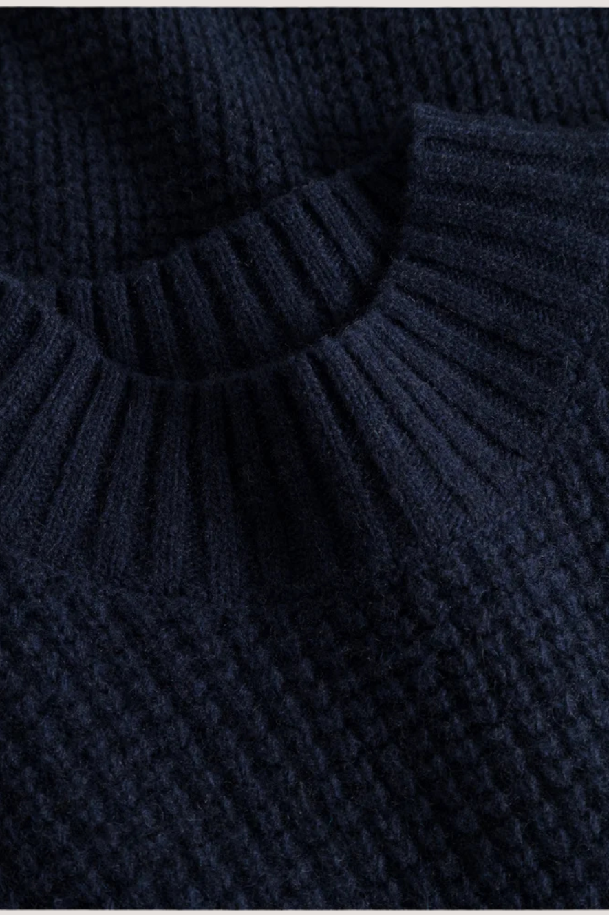 LES DEUX - GRADY WAFFLE MOCKNECK KNIT - DARK NAVY