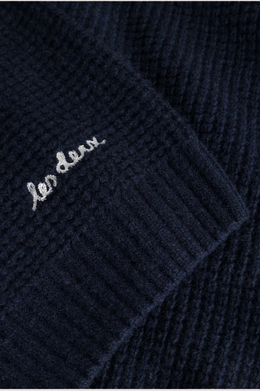 LES DEUX - GRADY WAFFLE MOCKNECK KNIT - DARK NAVY