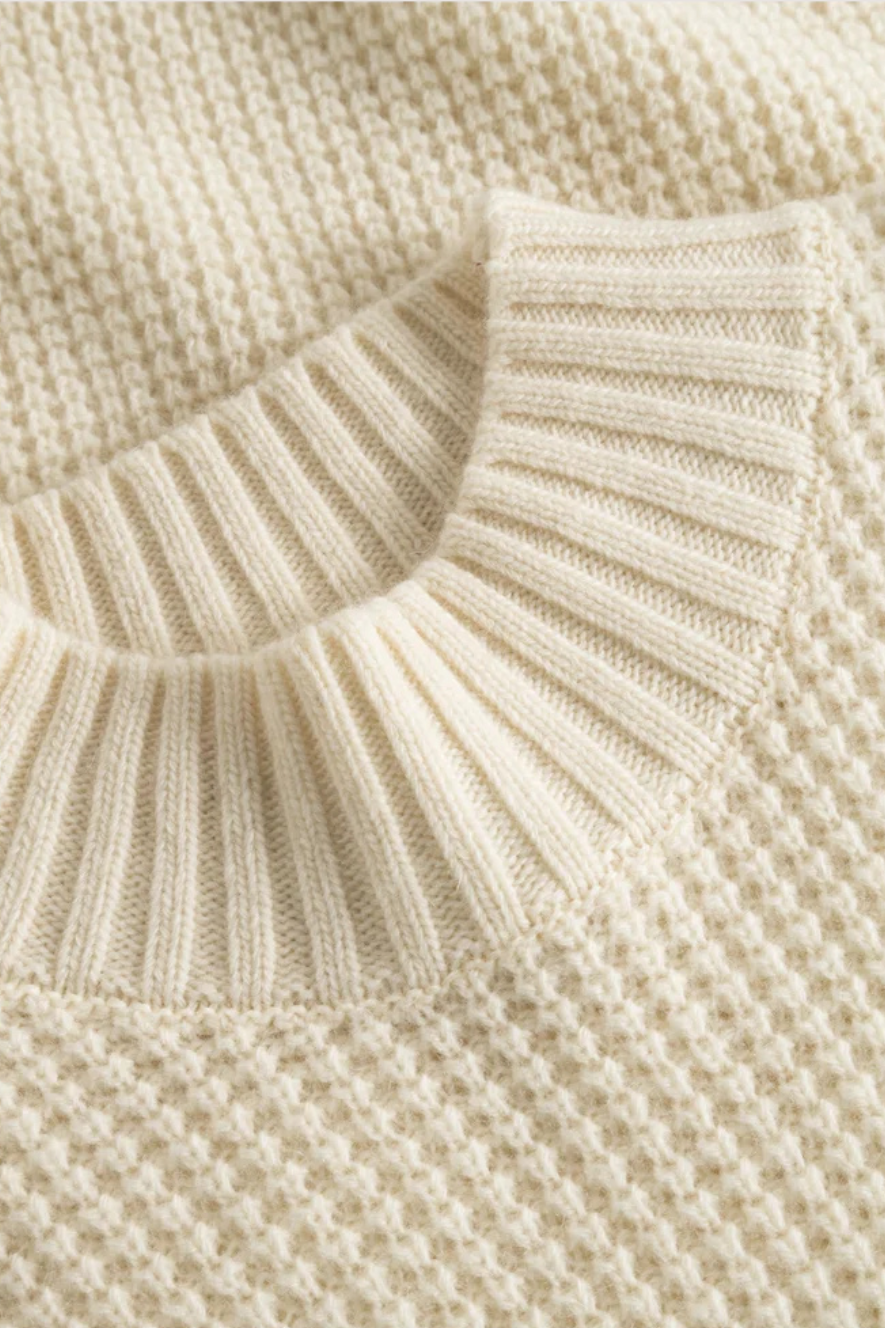 LES DEUX - GRADY WAFFLE MOCKNECK KNIT - IVORY