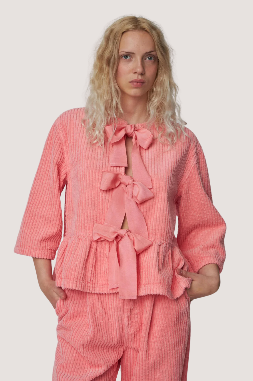 STELLA NOVA - CORDUROY BOW BLOUSE - AMAZING PINK