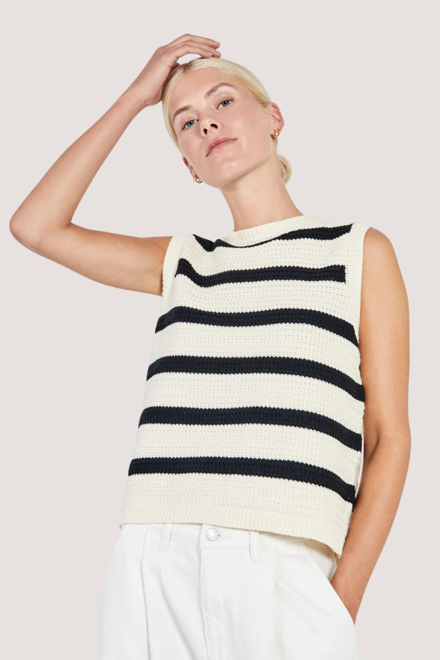 NORTH - STILLA BLOCKING KNIT TANK - BLACK STRIPE