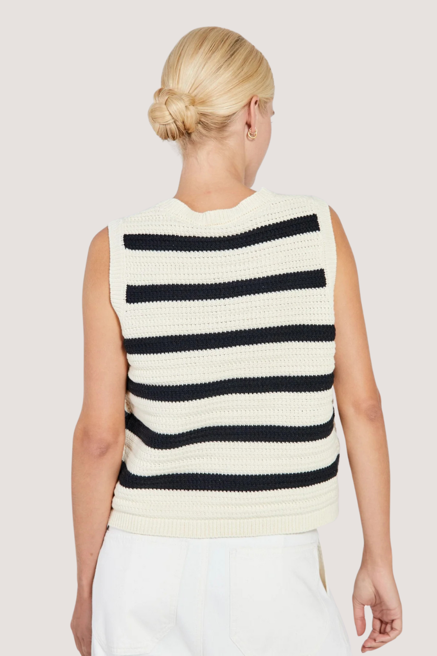 NORTH - STILLA BLOCKING KNIT TANK - BLACK STRIPE