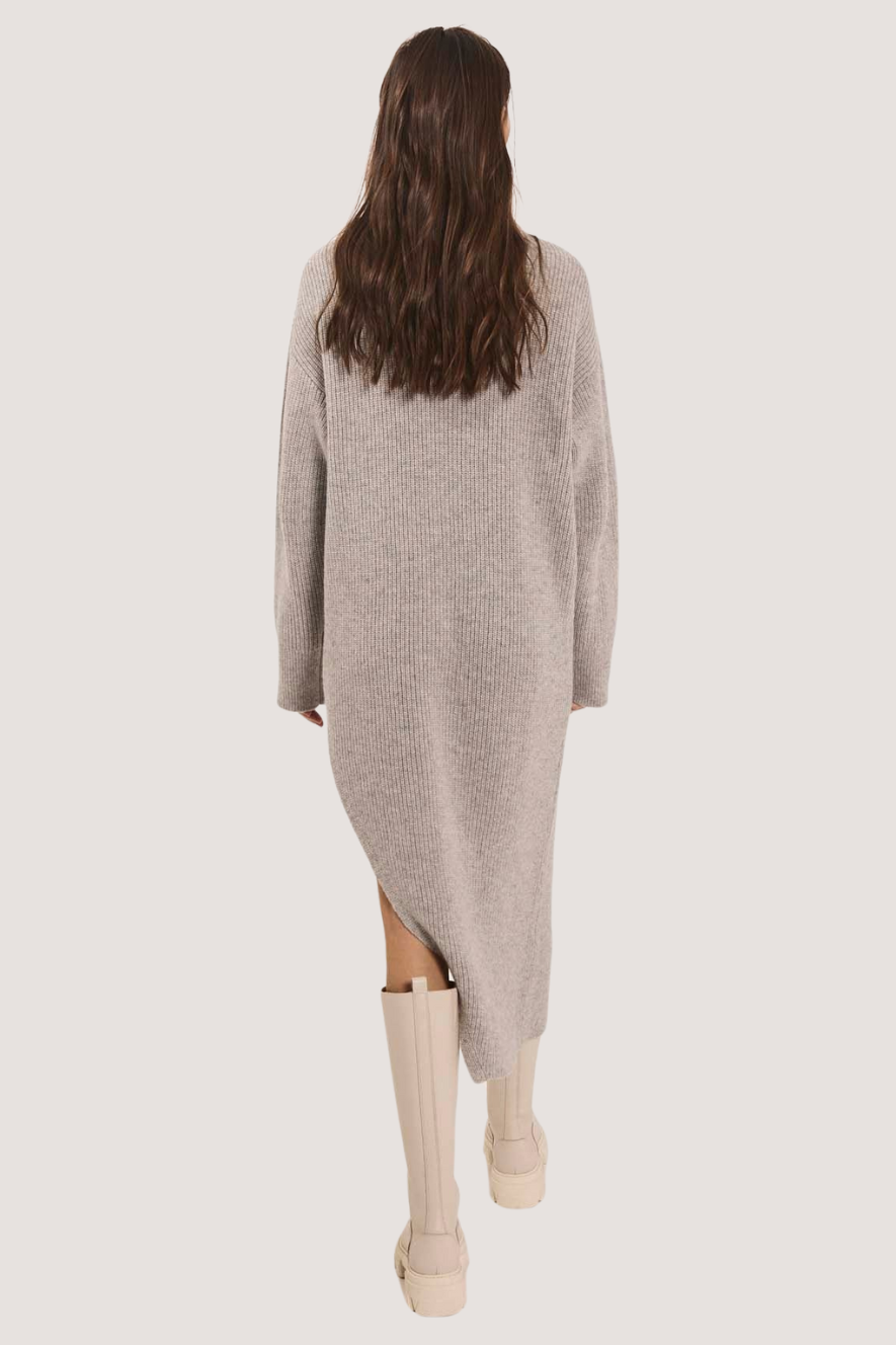 NORR - SINNA SLIT DRESS - LIGHT GREY MELANGE