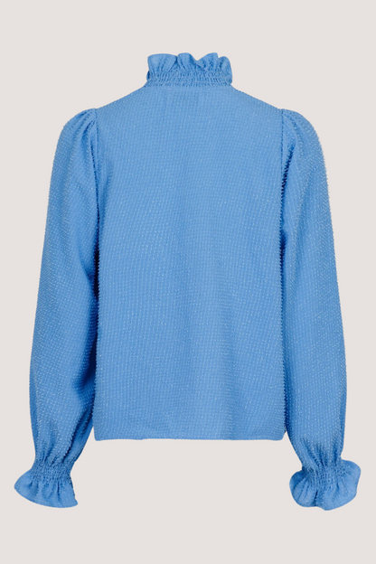 NEO NOIR - BRIELLE GLITTER BLOUSE - DUSTY BLUE