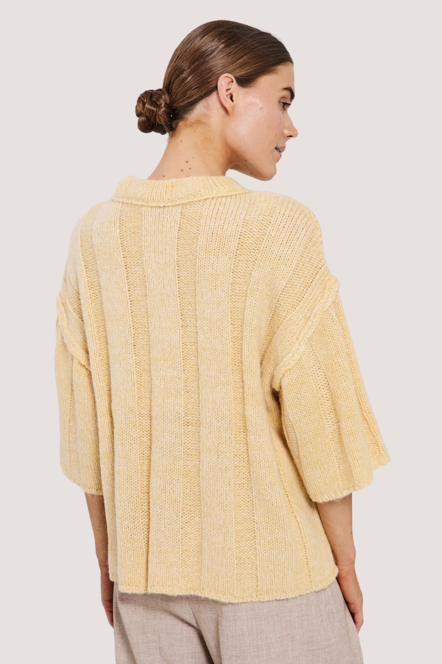 NORR - FUSCIA RIB KNIT TEE - LIGHT YELLOW MÉLANGE