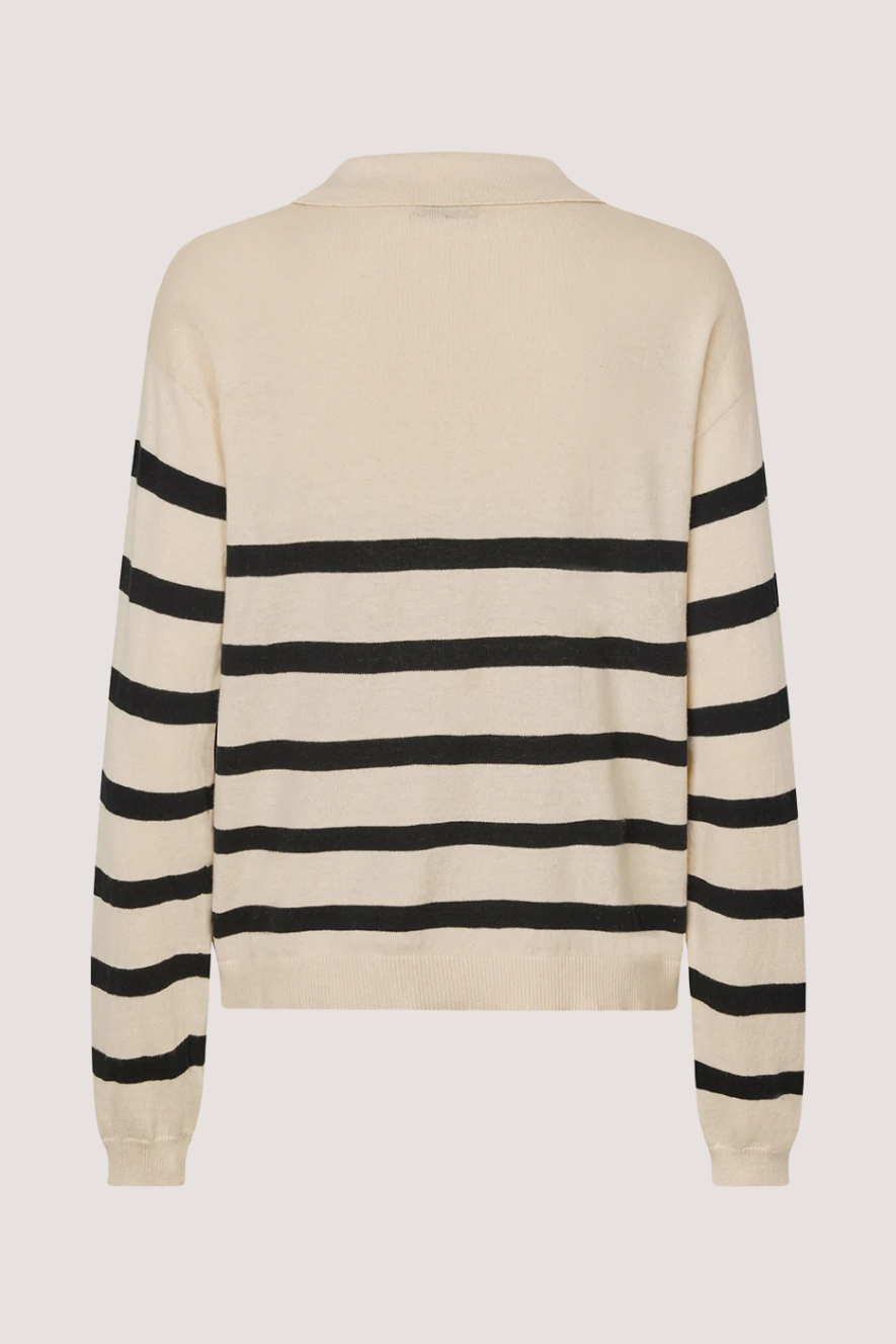 MODSTRÖM - IVORY STRIPE V-NECK - SUMMER SAND STRIPE