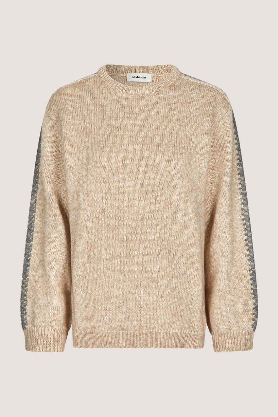 MODSTRÖM - LINEMD O-NECK - BEIGE MELANGE