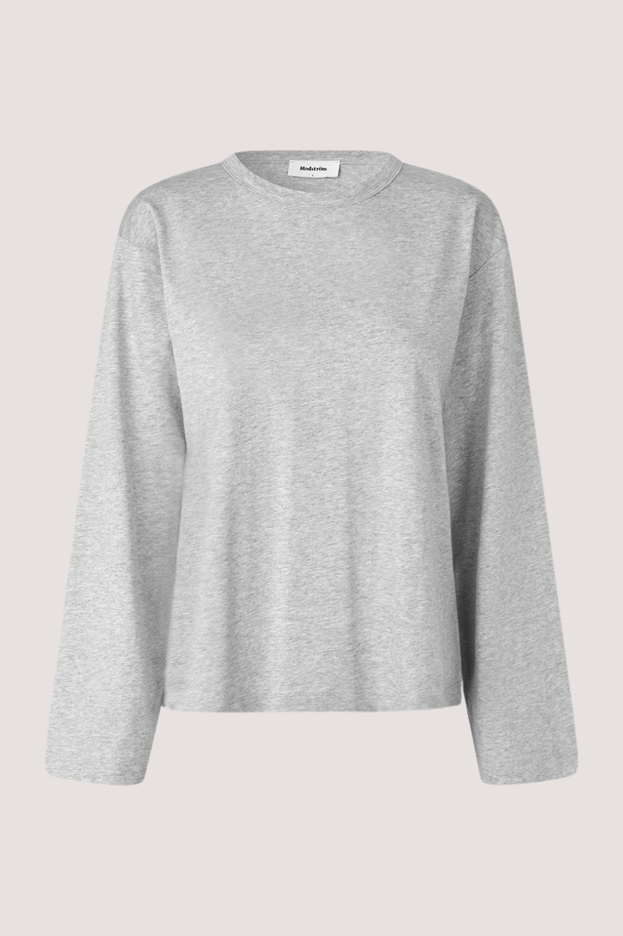 MODSTRÖM - HELLANMD LS T-SHIRT - GREY MELANGE