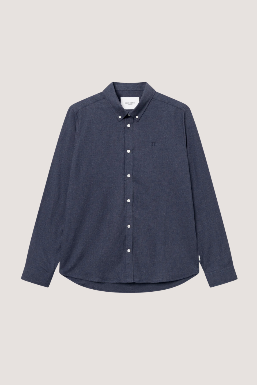 LES DEUX - DESERT REG SHIRT - DARK NAVY MELANGE