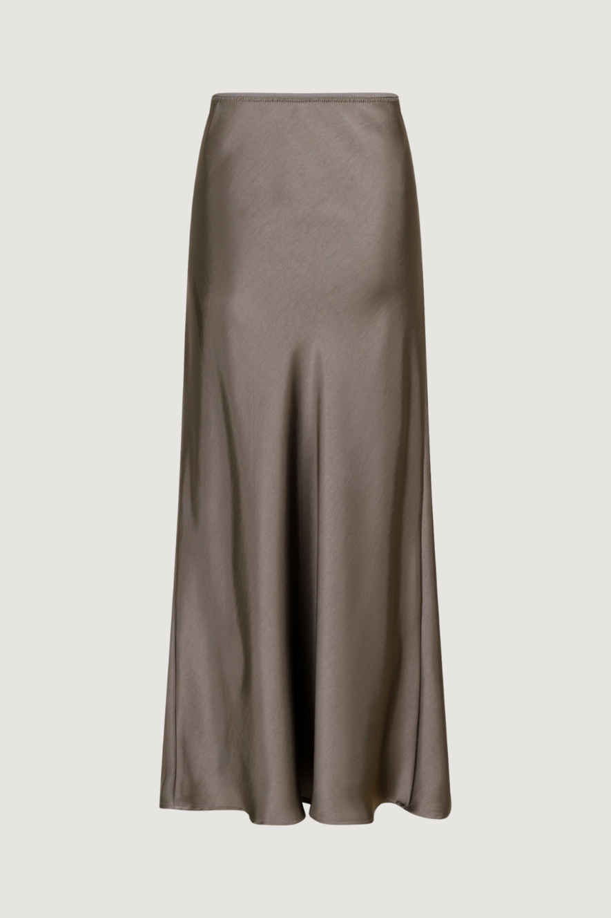 NEO NOIR - VICKY HEAVY SATEEN SKIRT - WARM GREY