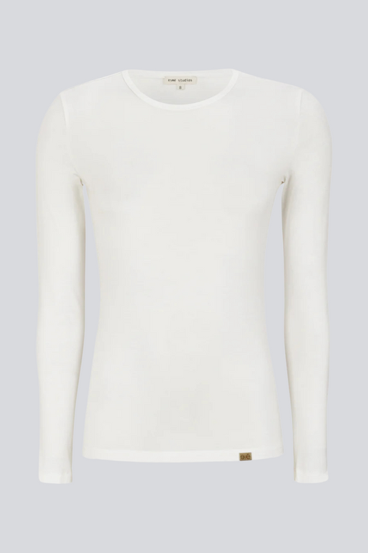 ESMÉ STUDIOS - ESPENELOPE LS O-NECK SLIM T-SHIRT - WHITE