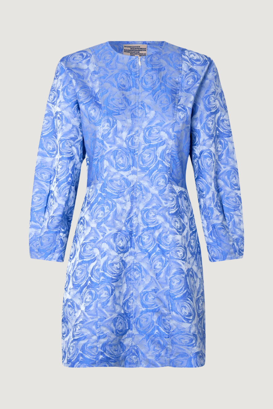 BAUM UND PFERDGARTEN - AMYRA DRESS - BLUE ROSE JACQUARD