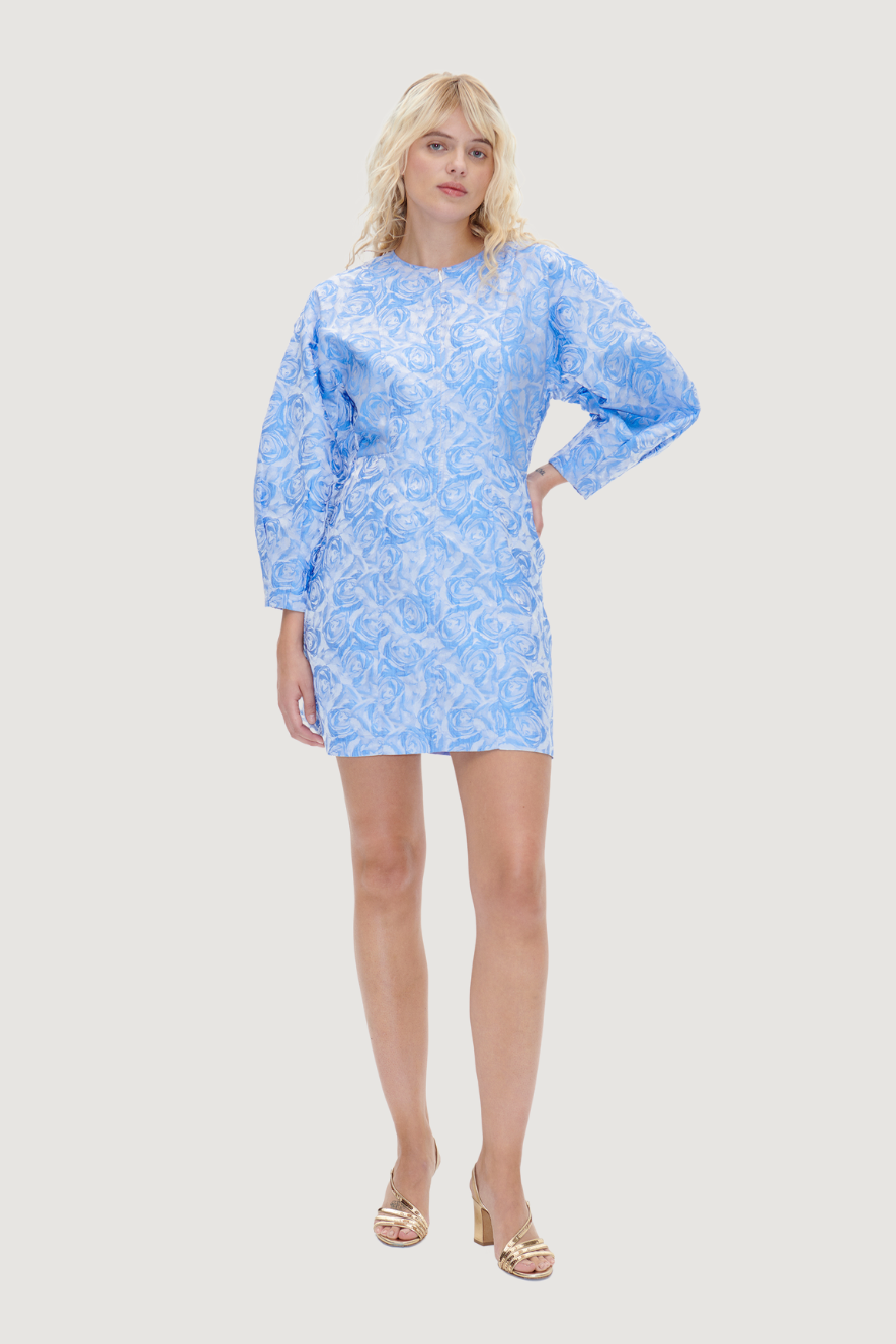 BAUM UND PFERDGARTEN - AMYRA DRESS - BLUE ROSE JACQUARD